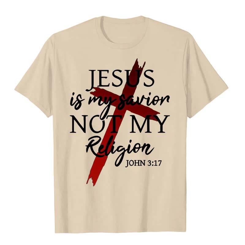 Christianartworkshop Jesus Is My Savior Not My Religion God Faith Cross Unisex T-shirt - Beige - 2XL - image 1