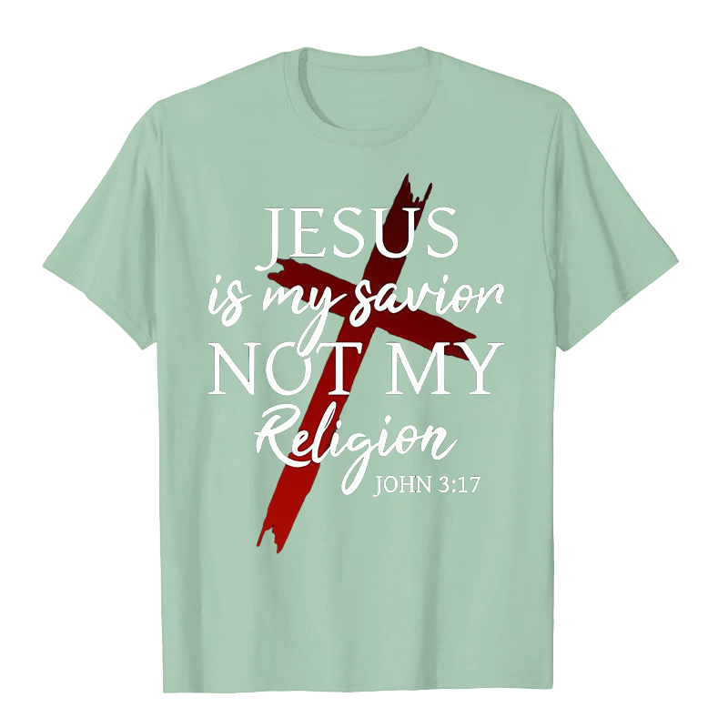 Christianartworkshop Jesus Is My Savior Not My Religion God Faith Cross Unisex T-shirt - Light Green - 2XL - image 5