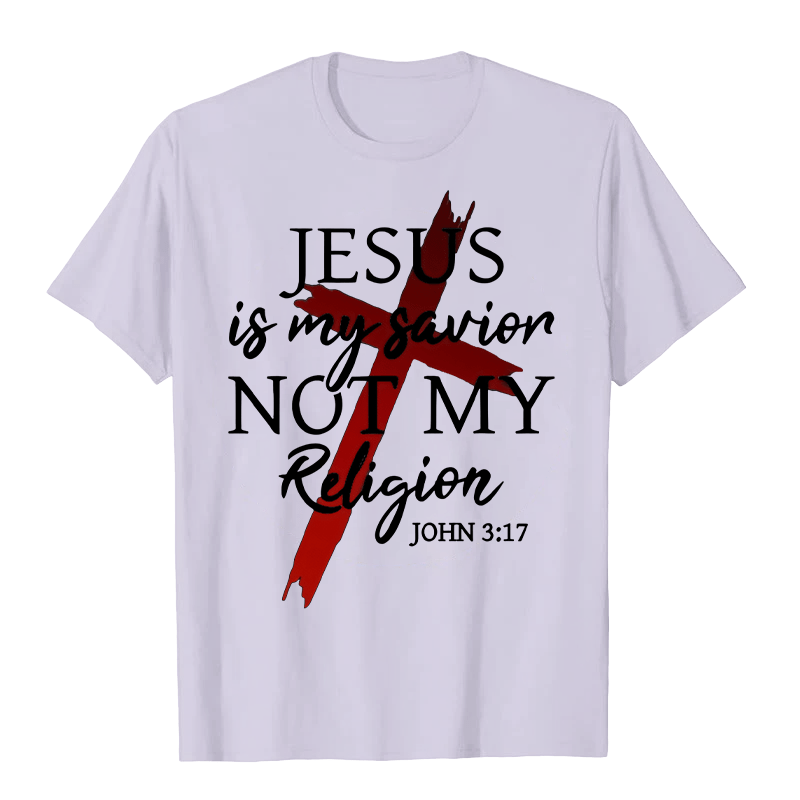 Christianartworkshop Jesus Is My Savior Not My Religion God Faith Cross Unisex T-shirt - Light Purple - 2XL - image 4
