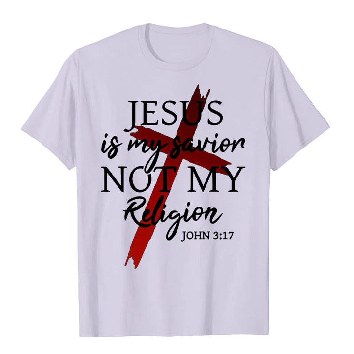 Christianartworkshop Jesus Is My Savior Not My Religion God Faith Cross Unisex T-shirt - Light Purple - 2XL - image 4