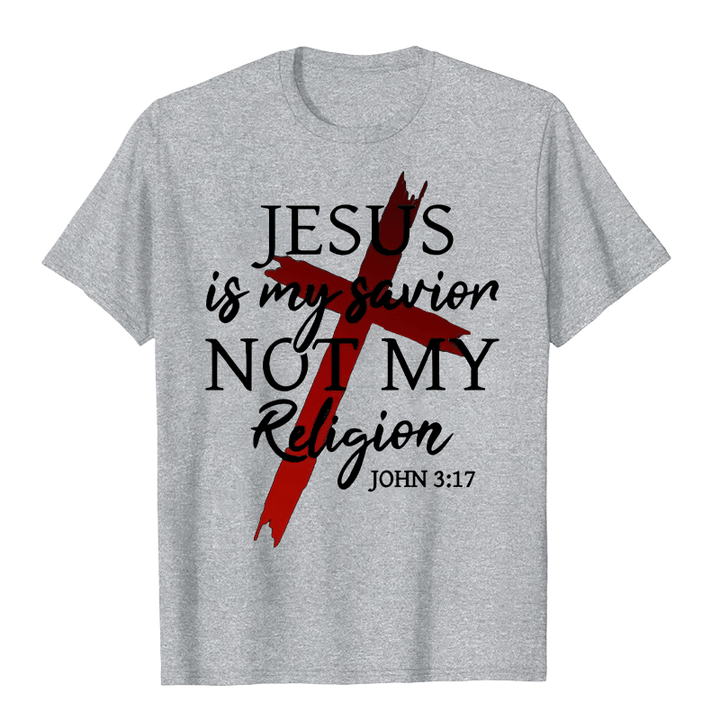 Christianartworkshop Jesus Is My Savior Not My Religion God Faith Cross Unisex T-shirt - Grey - 2XL - image 8