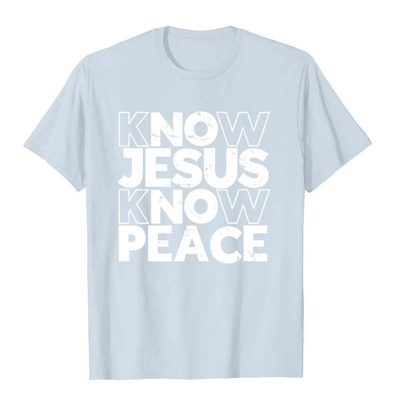 Christianartworkshop Minimalist Know Jesus Know Peace Typography Unisex T-shirt - Light Blue - 2XL - image 8