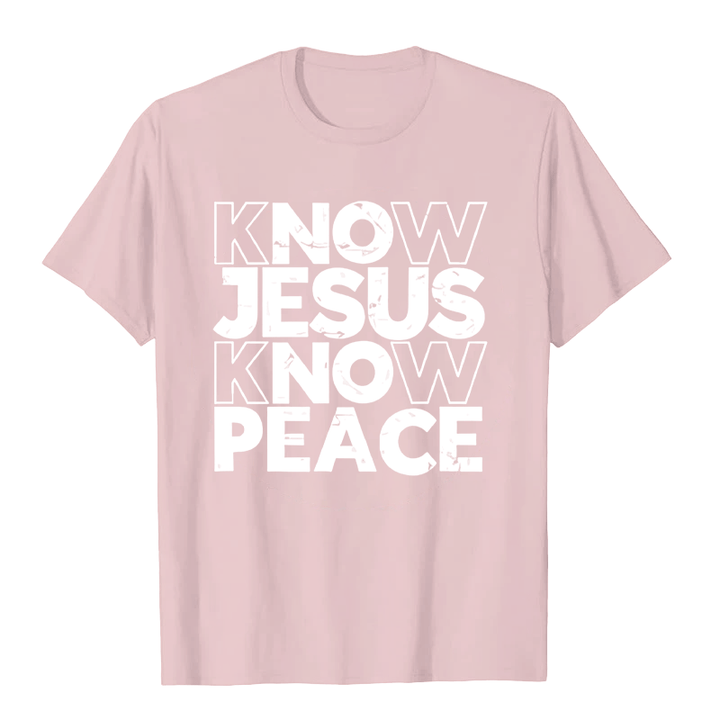 Christianartworkshop Minimalist Know Jesus Know Peace Typography Unisex T-shirt - Light Pink - 2XL - image 5