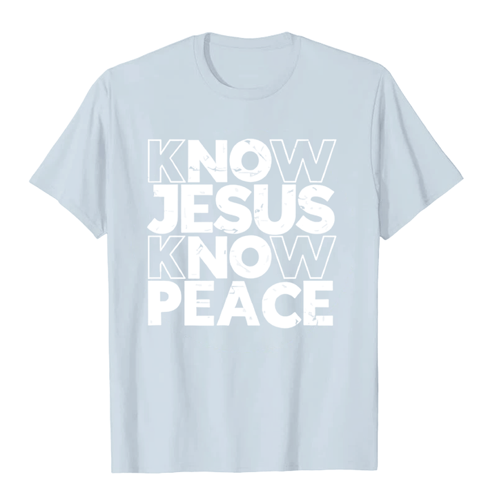 Christianartworkshop Minimalist Know Jesus Know Peace Typography Unisex T-shirt - Light Blue - 2XL - image 8