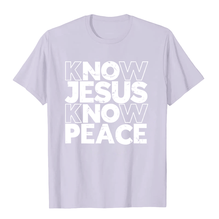 Christianartworkshop Minimalist Know Jesus Know Peace Typography Unisex T-shirt - Light Purple - 2XL - image 6