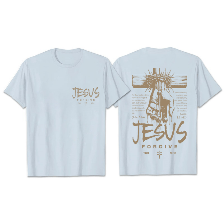 Christianartworkshop Religious Jesus Forgive Crown of Thorns Cross Unisex T-shirt