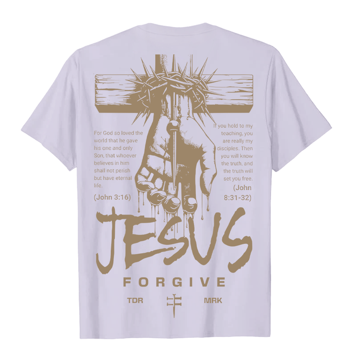 Christianartworkshop Religious Jesus Forgive Crown of Thorns Cross Unisex T-shirt - image 9