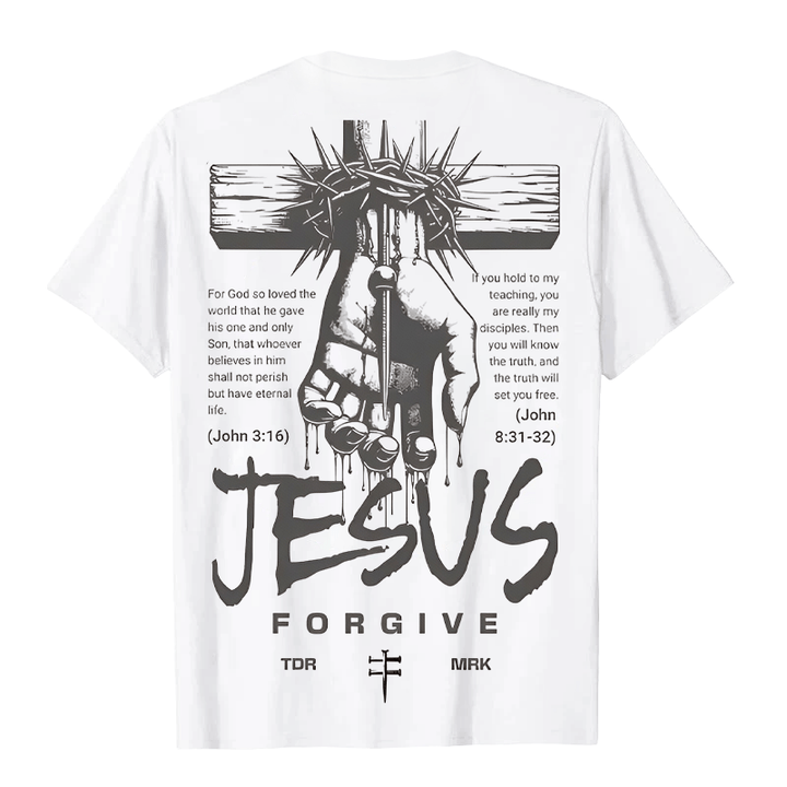 Christianartworkshop Religious Jesus Forgive Crown of Thorns Cross Unisex T-shirt
