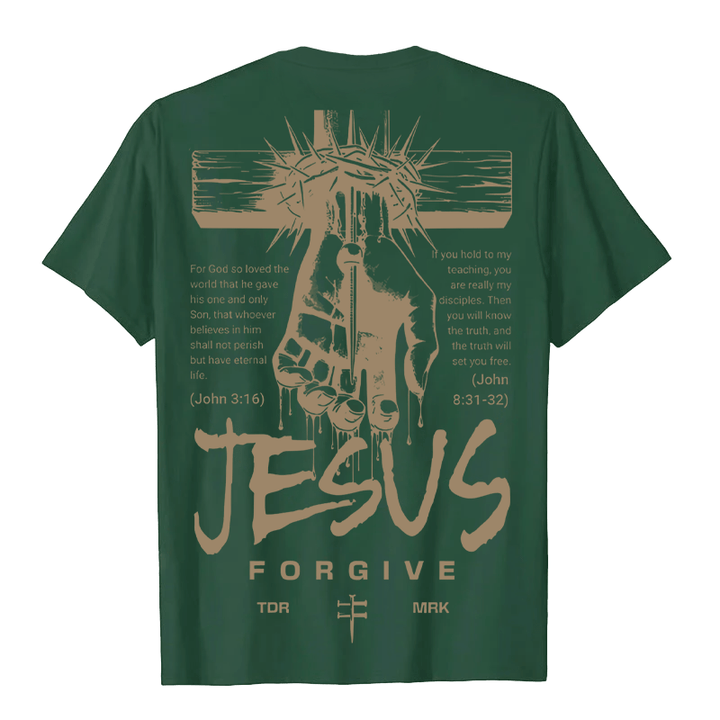 Christianartworkshop Religious Jesus Forgive Crown of Thorns Cross Unisex T-shirt