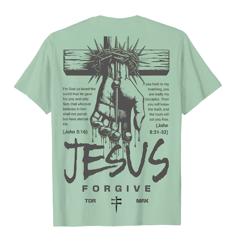 Christianartworkshop Religious Jesus Forgive Crown of Thorns Cross Unisex T-shirt - image 15