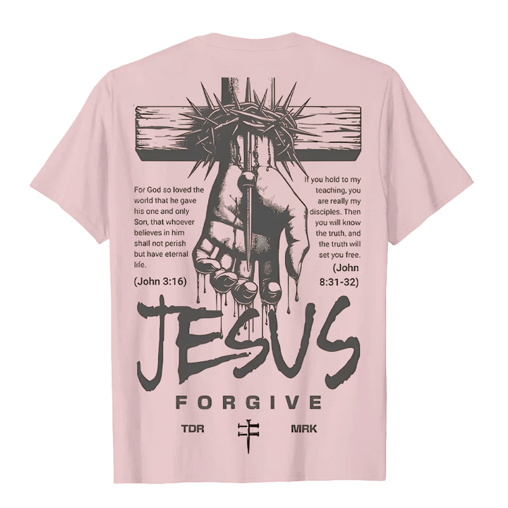 Christianartworkshop Religious Jesus Forgive Crown of Thorns Cross Unisex T-shirt