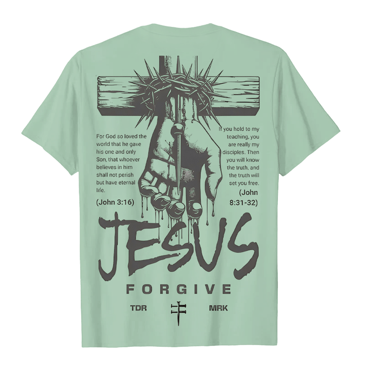 Christianartworkshop Religious Jesus Forgive Crown of Thorns Cross Unisex T-shirt