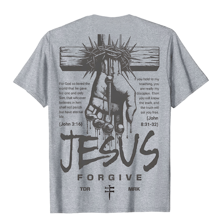 Christianartworkshop Religious Jesus Forgive Crown of Thorns Cross Unisex T-shirt
