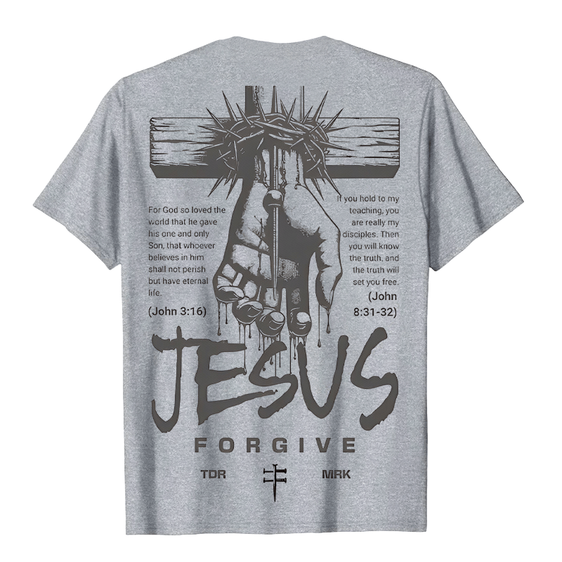 Christianartworkshop Religious Jesus Forgive Crown of Thorns Cross Unisex T-shirt - image 12