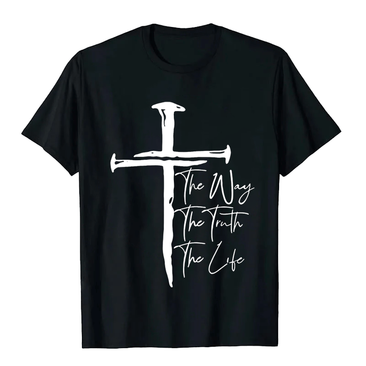 Christianartworkshop Faith - Based Black Cross The Way The Truth The Life Unisex T-shirt - Black - 2XL - image 3