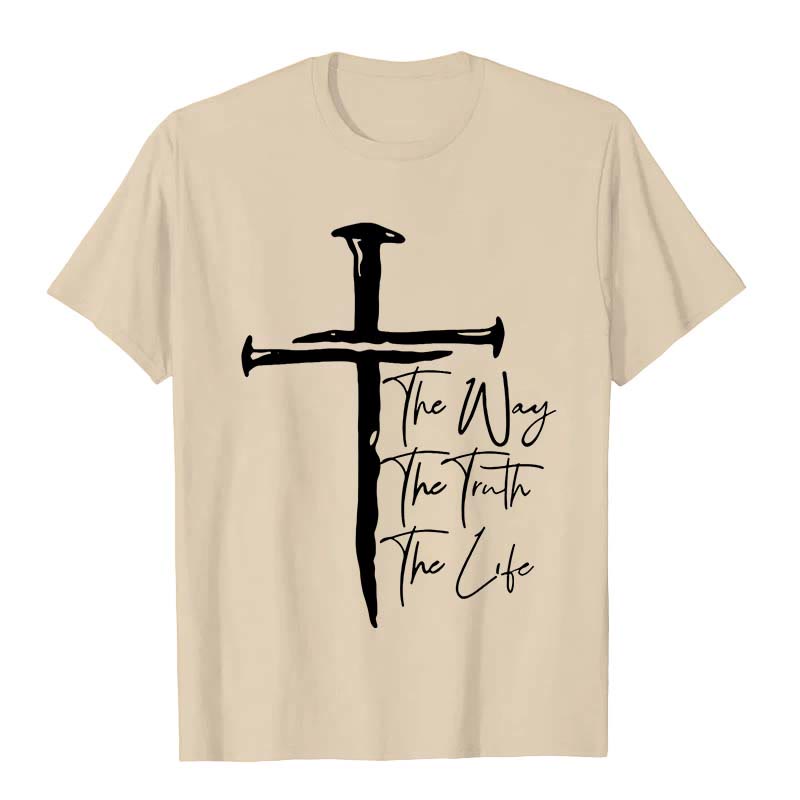 Christianartworkshop Faith - Based Black Cross The Way The Truth The Life Unisex T-shirt - Beige - 2XL - image 6