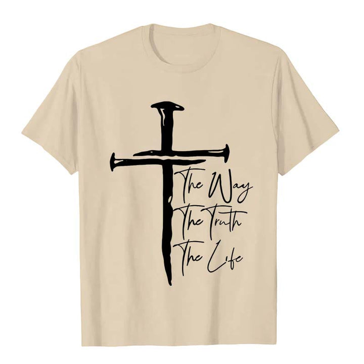 Christianartworkshop Faith - Based Black Cross The Way The Truth The Life Unisex T-shirt - Beige - 2XL - image 6
