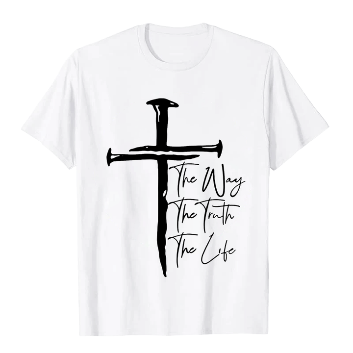 Christianartworkshop Faith - Based Black Cross The Way The Truth The Life Unisex T-shirt - White - 2XL - image 2