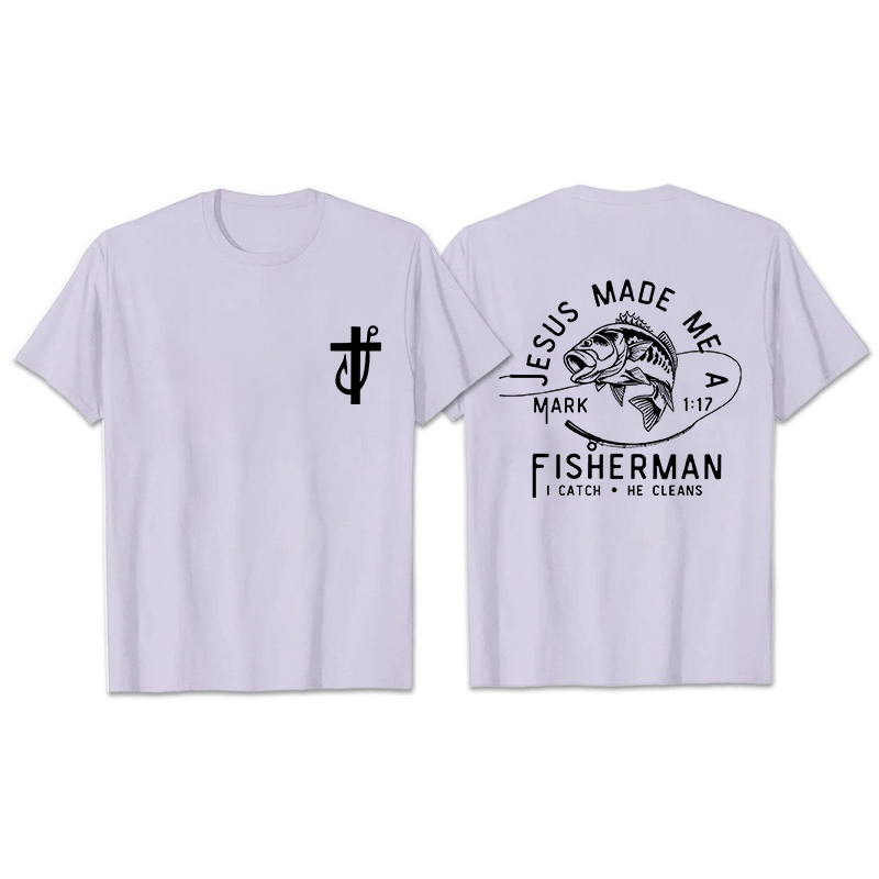 Christianartworkshop Jesus Made Me A Fisherman Mark 1:17 Unisex T-shirt - Light Purple - 2XL - image 11