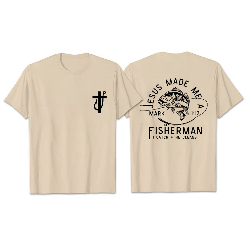 Christianartworkshop Jesus Made Me A Fisherman Mark 1:17 Unisex T-shirt - Beige - 2XL - image 14