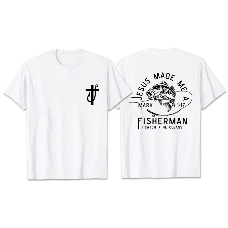 Christianartworkshop Jesus Made Me A Fisherman Mark 1:17 Unisex T-shirt - White - 2XL - image 9