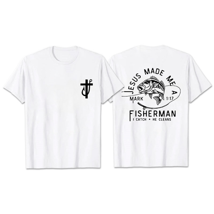 Christianartworkshop Jesus Made Me A Fisherman Mark 1:17 Unisex T-shirt - White - 2XL - image 9