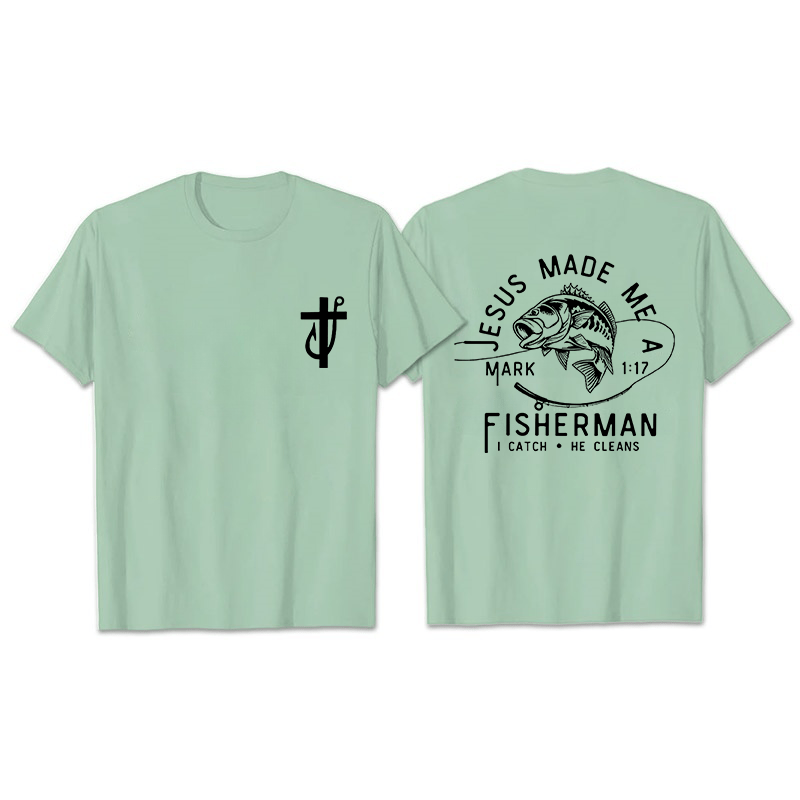 Christianartworkshop Jesus Made Me A Fisherman Mark 1:17 Unisex T-shirt - Light Green - 2XL - image 20