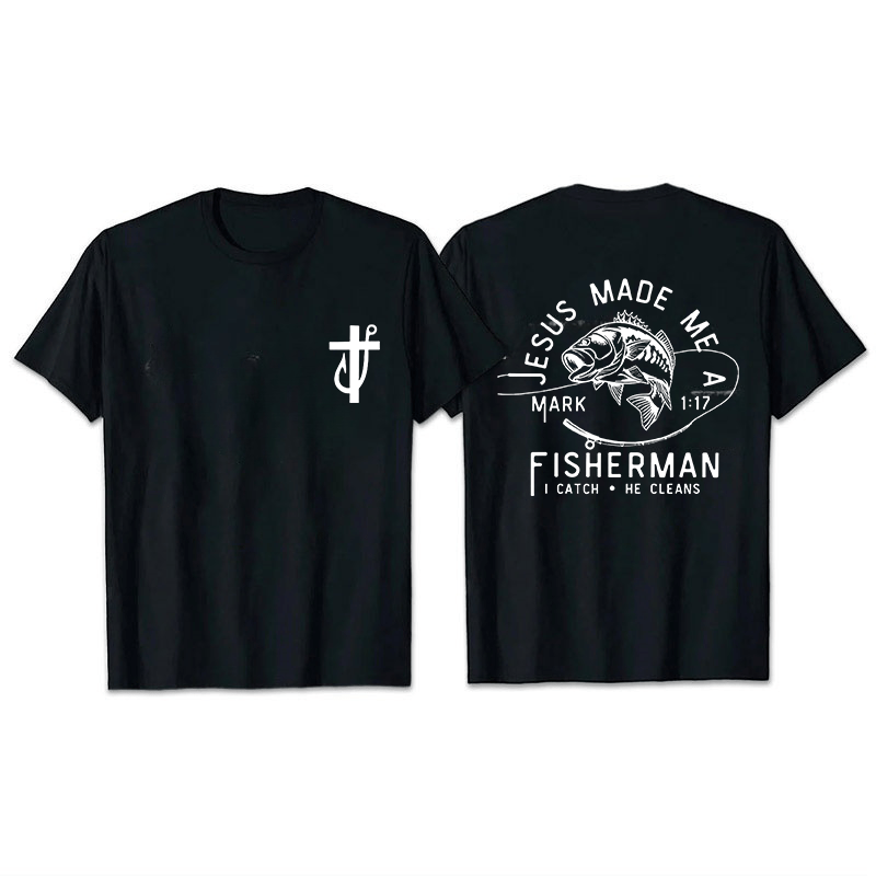 Christianartworkshop Jesus Made Me A Fisherman Mark 1:17 Unisex T-shirt - Black - 2XL - image 6