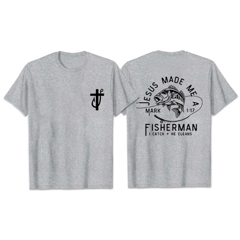 Christianartworkshop Jesus Made Me A Fisherman Mark 1:17 Unisex T-shirt - Grey - 2XL - image 27