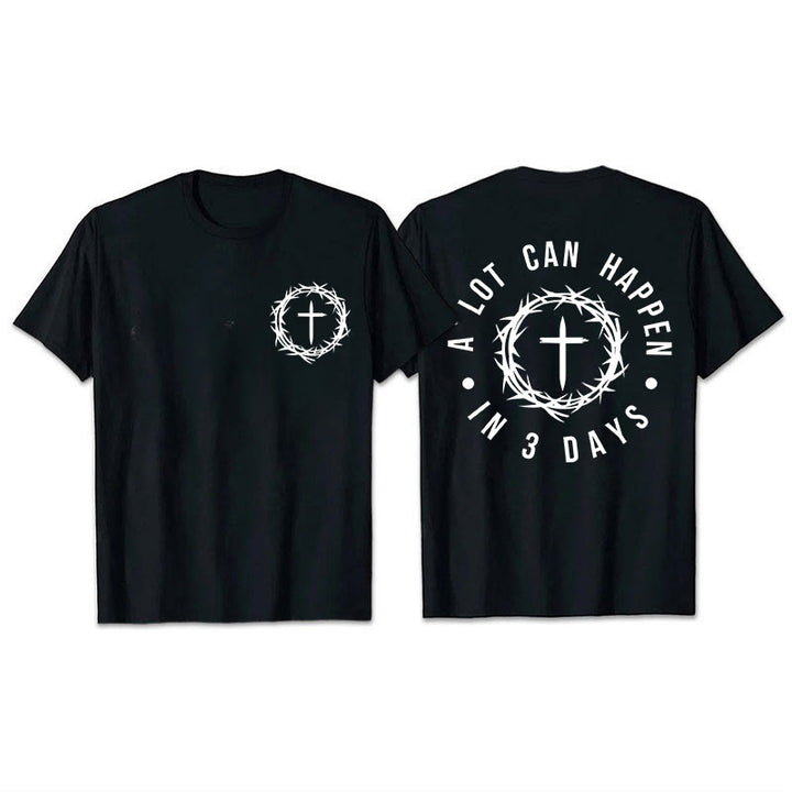 Christianartworkshop A Lot Can Happen In 3 Days Thorn Crown Cross Unisex T-shirt - Black - 2XL - image 6