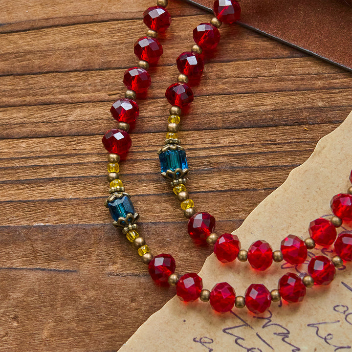 Christianartworkshop Handmade Red Crystal Bohemian Czech Glass Our Lady of Guadalupe Crucifix Rosary - image 7