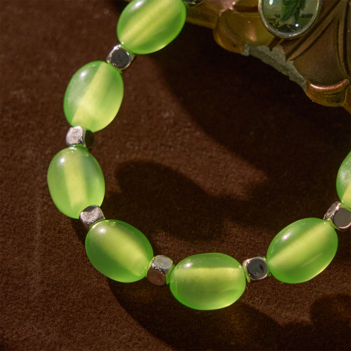 Christianartworkshop St. Jude & Crucifix Pendant Green Clear Beads Rose Bracelet - image 5