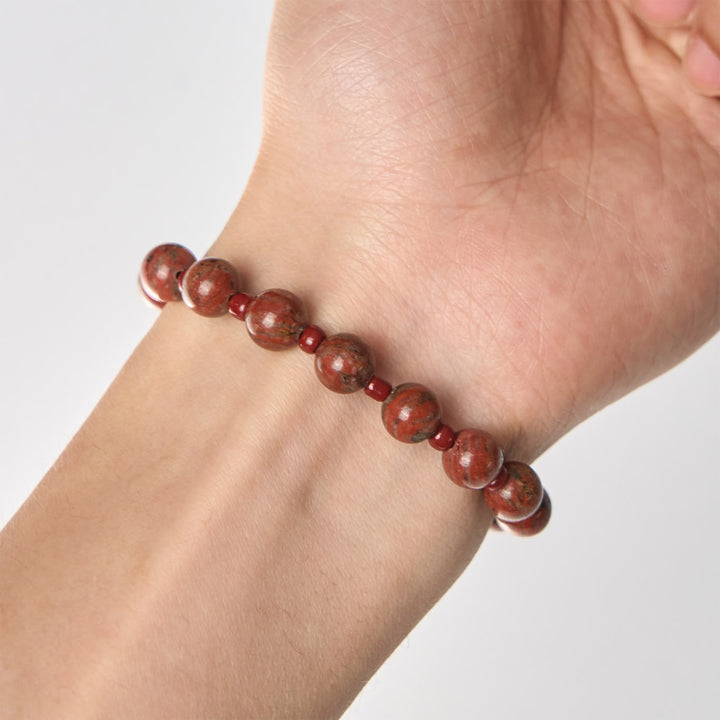 Christianartworkshop 8mm Red Sesame Stone One Decade Rosary Bracelet with Miraculous Medal & Cross - image 4