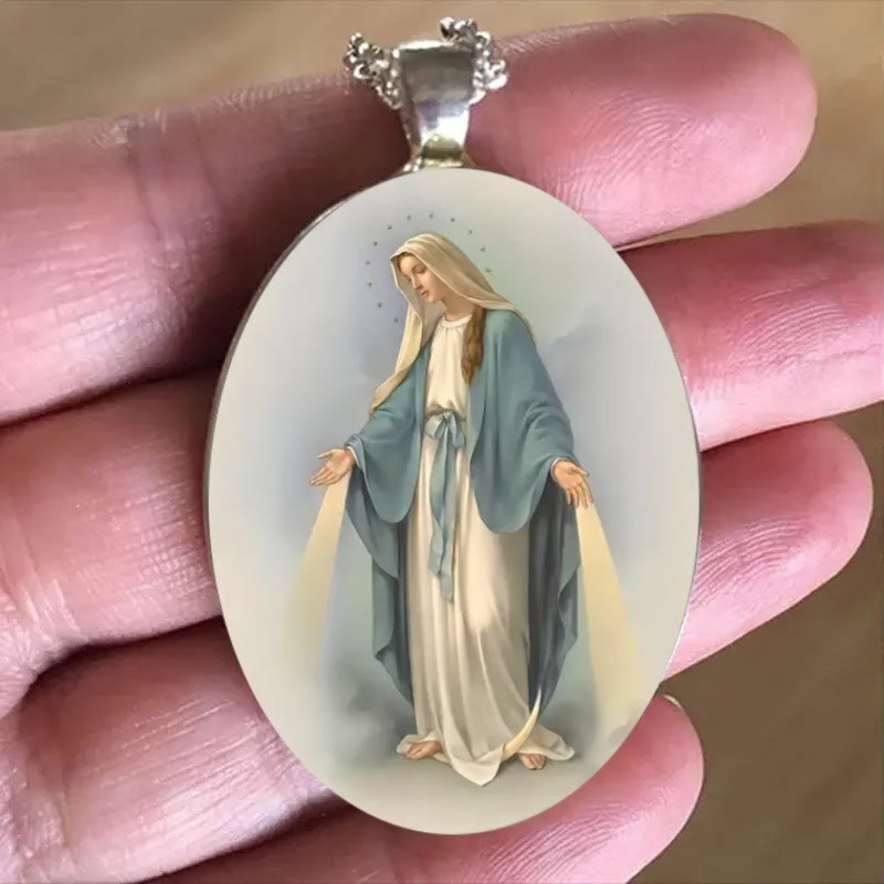 Christianartworkshop Pray Virgin Mary Blessed Pendant Miraculous Medal Necklace - image 2