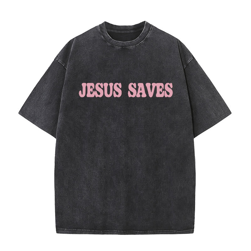 Christianartworkshop Jesus Saves Unisex Washed T-Shirt - image 6