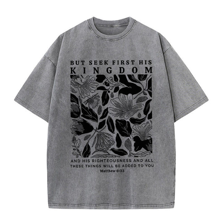 Christianartworkshop But Seek First His Kingdom Unisex Washed T-Shirt - Grey - 5XL - image 6