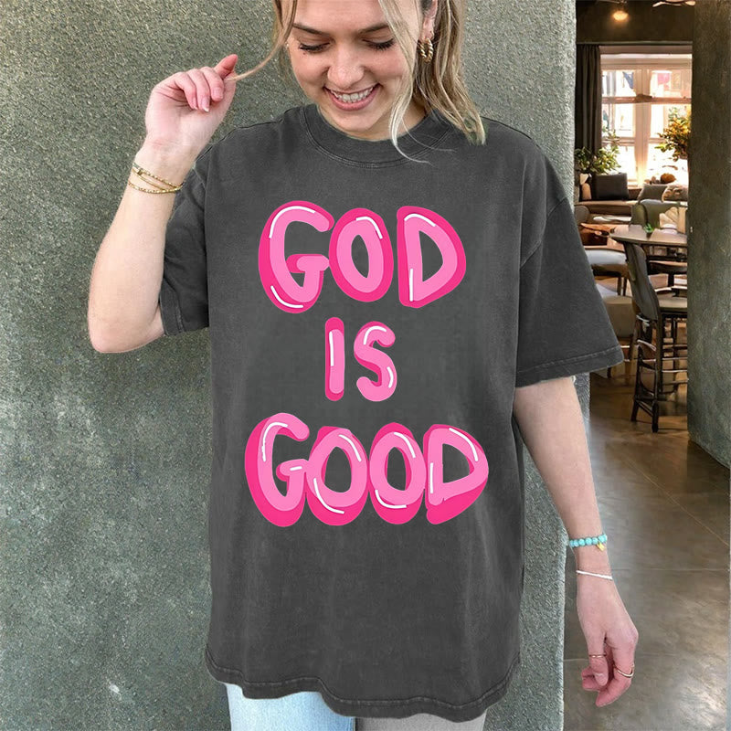 Christianartworkshop God Is Good Unisex Washed T-Shirt - image 10