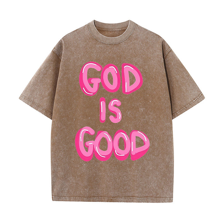 Christianartworkshop God Is Good Unisex Washed T-Shirt - Coffee - 5XL - image 8