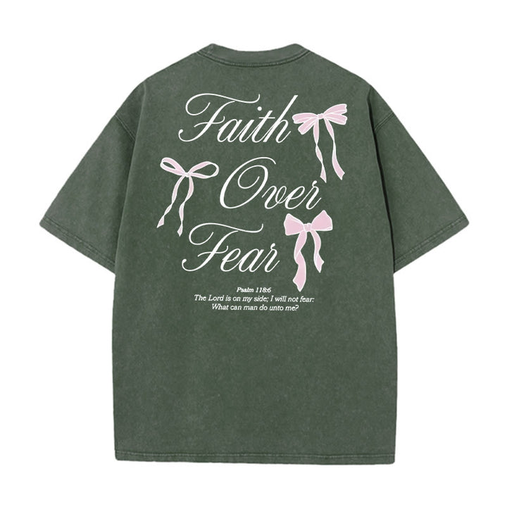 Christianartworkshop Faith Over Fear Unisex Washed T-Shirt - Army Green - 5XL - image 9