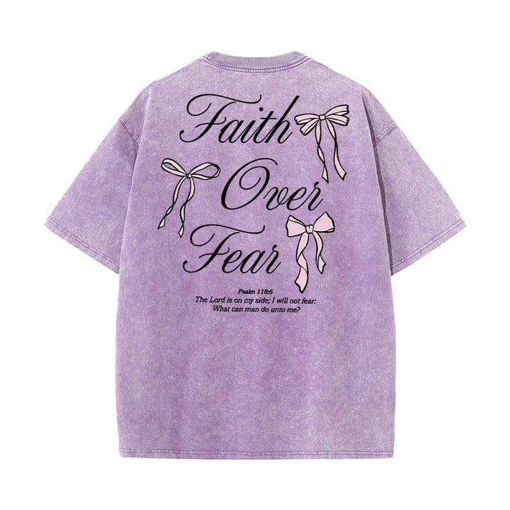 Christianartworkshop Faith Over Fear Unisex Washed T-Shirt - Purple - 5XL - image 13