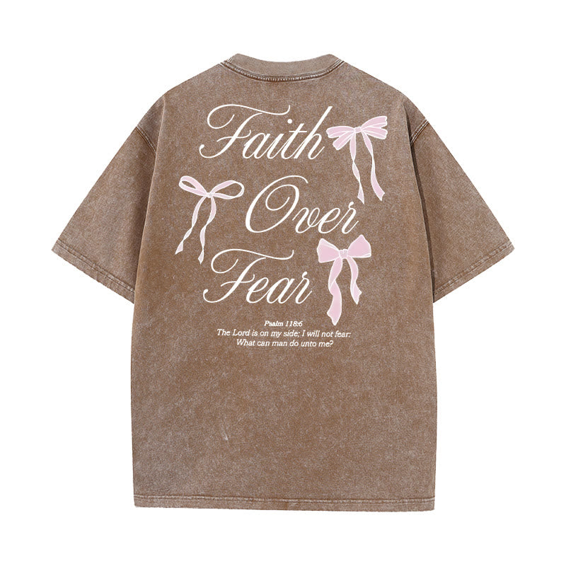Christianartworkshop Faith Over Fear Unisex Washed T-Shirt - Coffee - 5XL - image 17