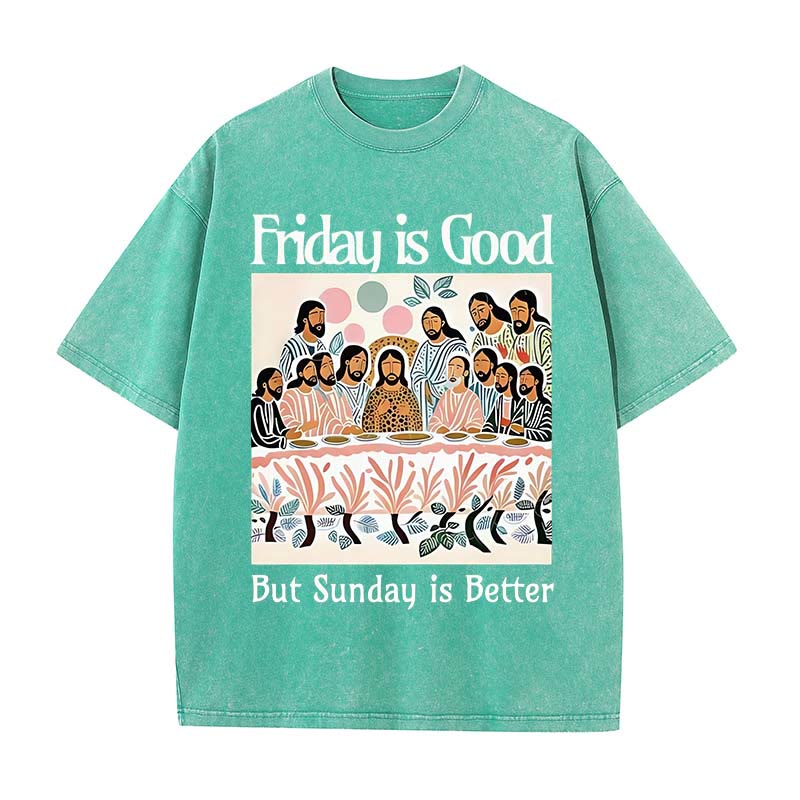 Christianartworkshop Friday Is Good Colorful Washed T-shirt - Green - 5XL - image 6