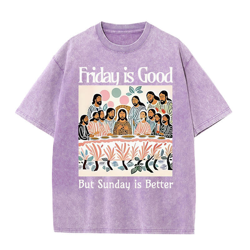 Christianartworkshop Friday Is Good Colorful Washed T-shirt - Purple - 5XL - image 3