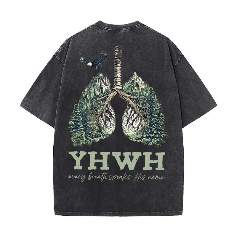 Christianartworkshop Every Breath Speaks His Name Unisex Washed T-shirt - Black - 5XL - image 13