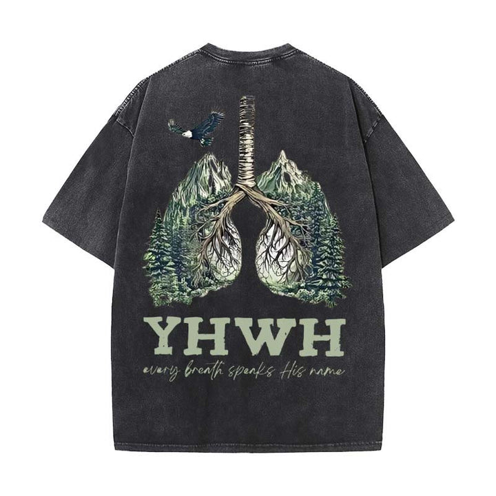 Christianartworkshop Every Breath Speaks His Name Unisex Washed T-shirt - Black - 5XL - image 13