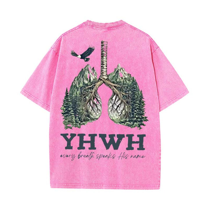 Christianartworkshop Every Breath Speaks His Name Unisex Washed T-shirt - Pink - 5XL - image 17