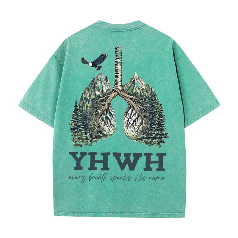 Christianartworkshop Every Breath Speaks His Name Unisex Washed T-shirt - Green - 5XL - image 3