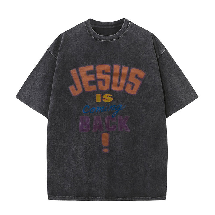 Christianartworkshop Jesus Is Coming Back Unisex Washed T-shirt - Black - 5XL - image 7