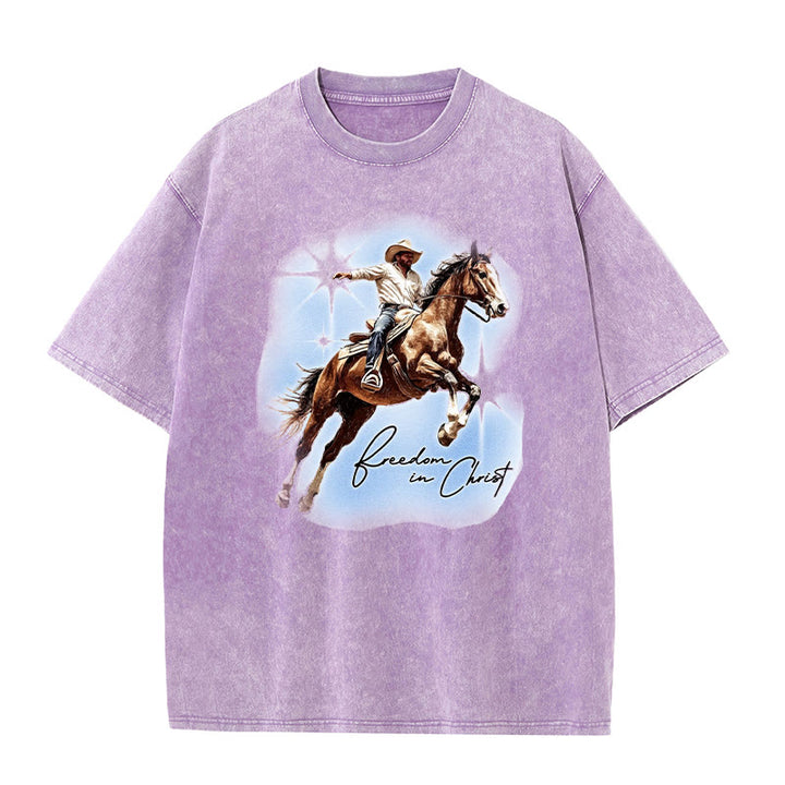 Christianartworkshop Freedom In Christ Unisex Washed T-shirt - Purple - 5XL - image 2