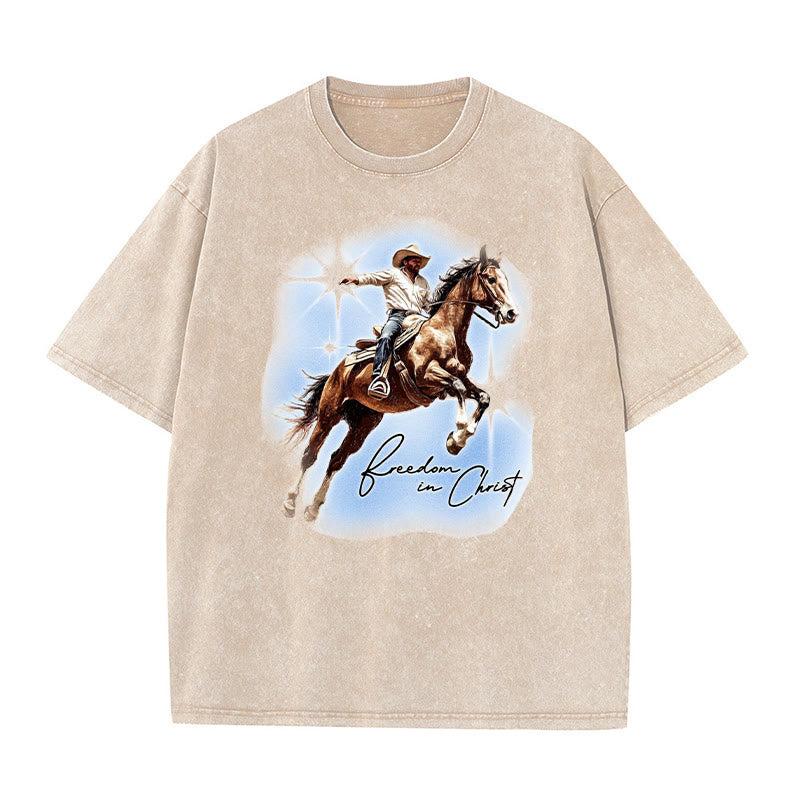 Christianartworkshop Freedom In Christ Unisex Washed T-shirt - Apricot - 5XL - image 4